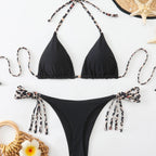 Damen Triangel-Bikini-Set mit kreativem Bindesystem und hohem Beinausschnitt R&B