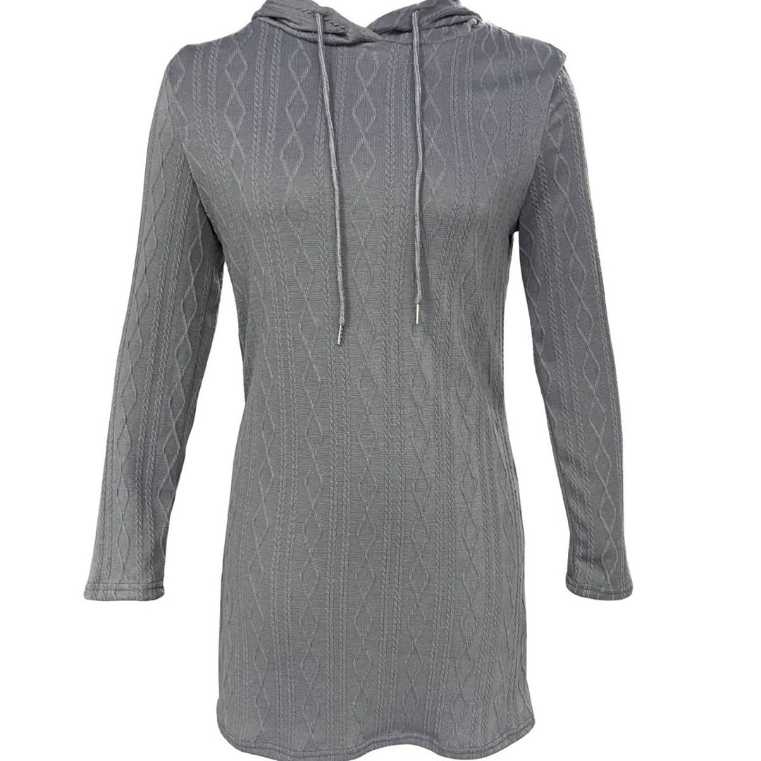 Damen Kapuzenkleid mit strukturiertem Strickmuster und lässigem Schnitt R&B