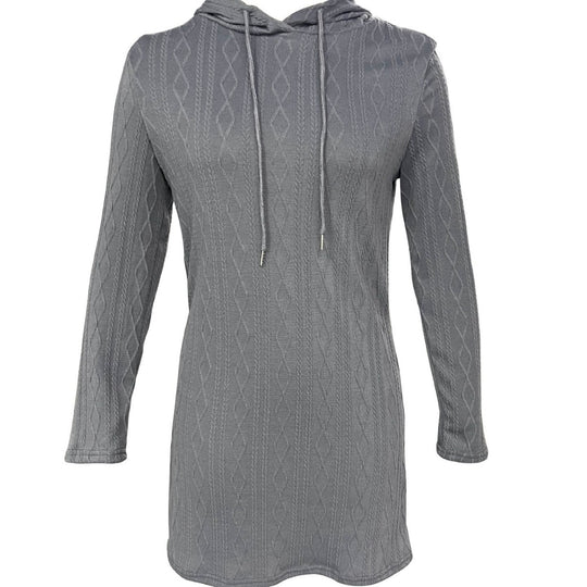 Damen Kapuzenkleid mit strukturiertem Strickmuster und lässigem Schnitt R&B