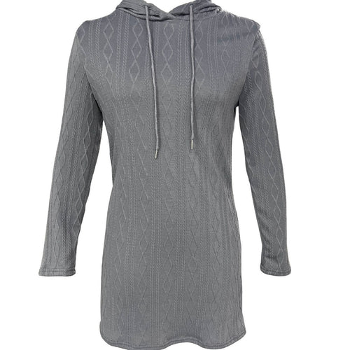 Damen Kapuzenkleid mit strukturiertem Strickmuster und lässigem Schnitt R&B