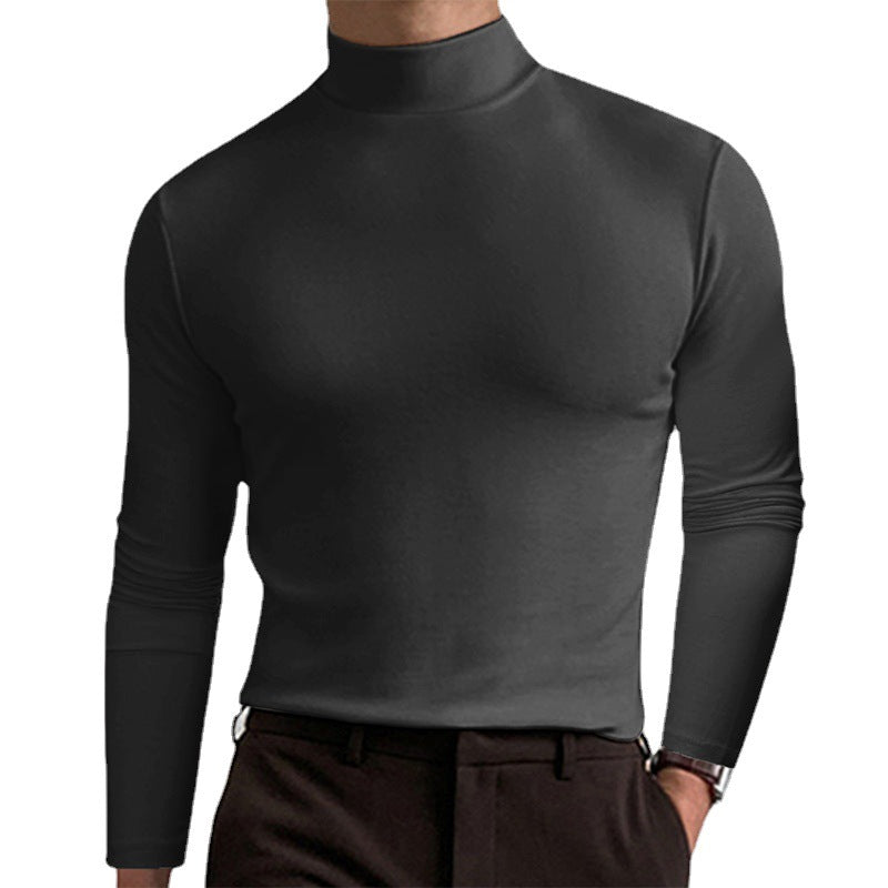 Herren Elegantes Langarm-T-Shirt mit hohem Kragen R&B
