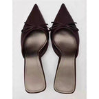 Damen elegant spitze Mules mit Schleifenverzierung R&B
