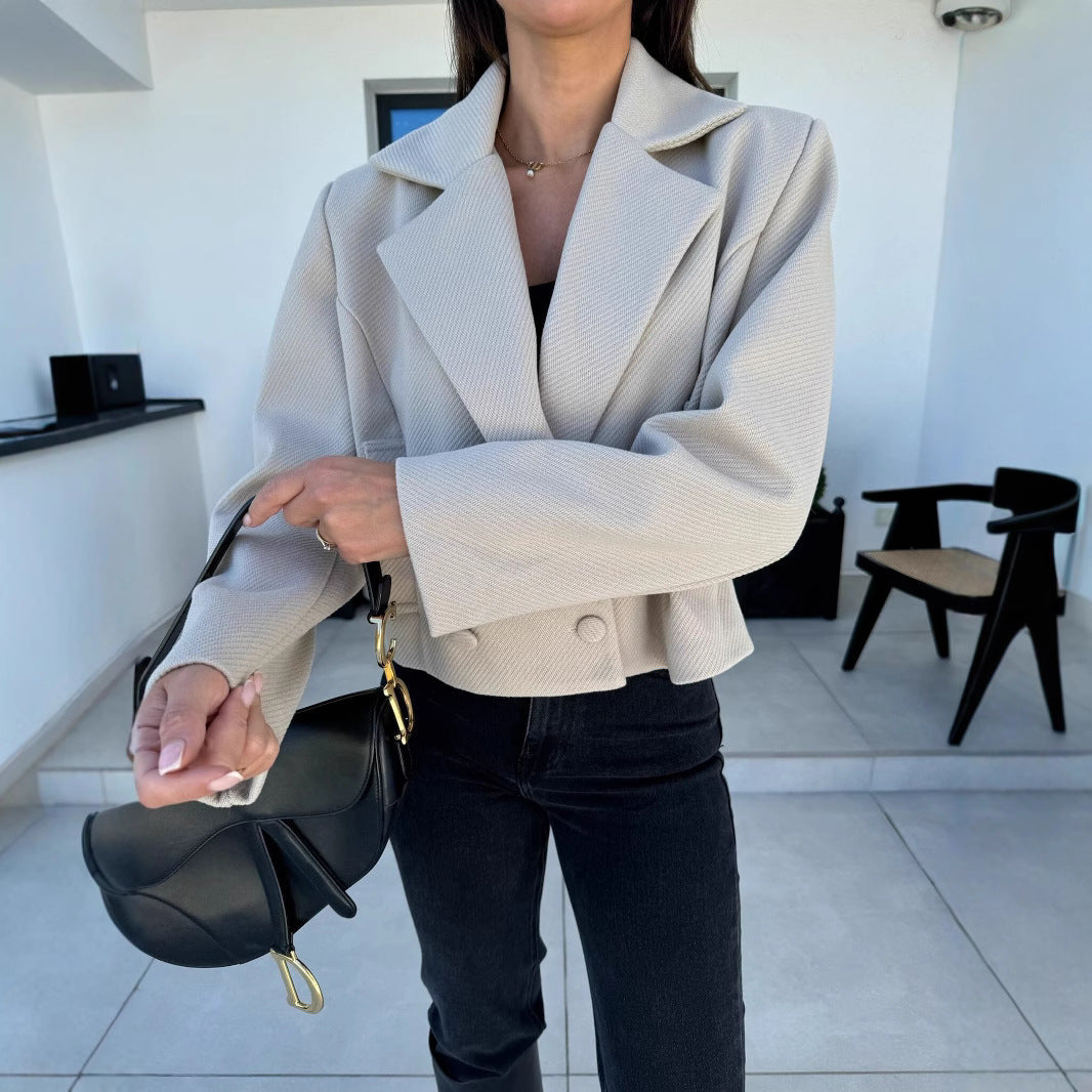 Damen schicke taillierte Blazerjacke mit doppelter Knopfleiste R&B