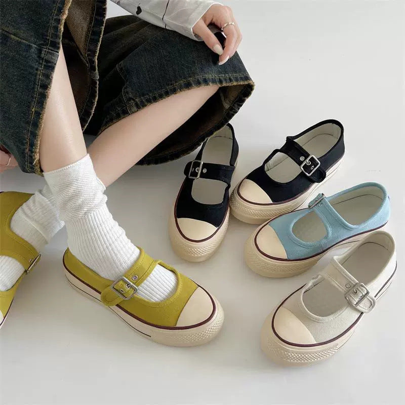 Damen Modische Mary Jane Schuhe mit verstellbarem Riemen und weicher Sohle R&B