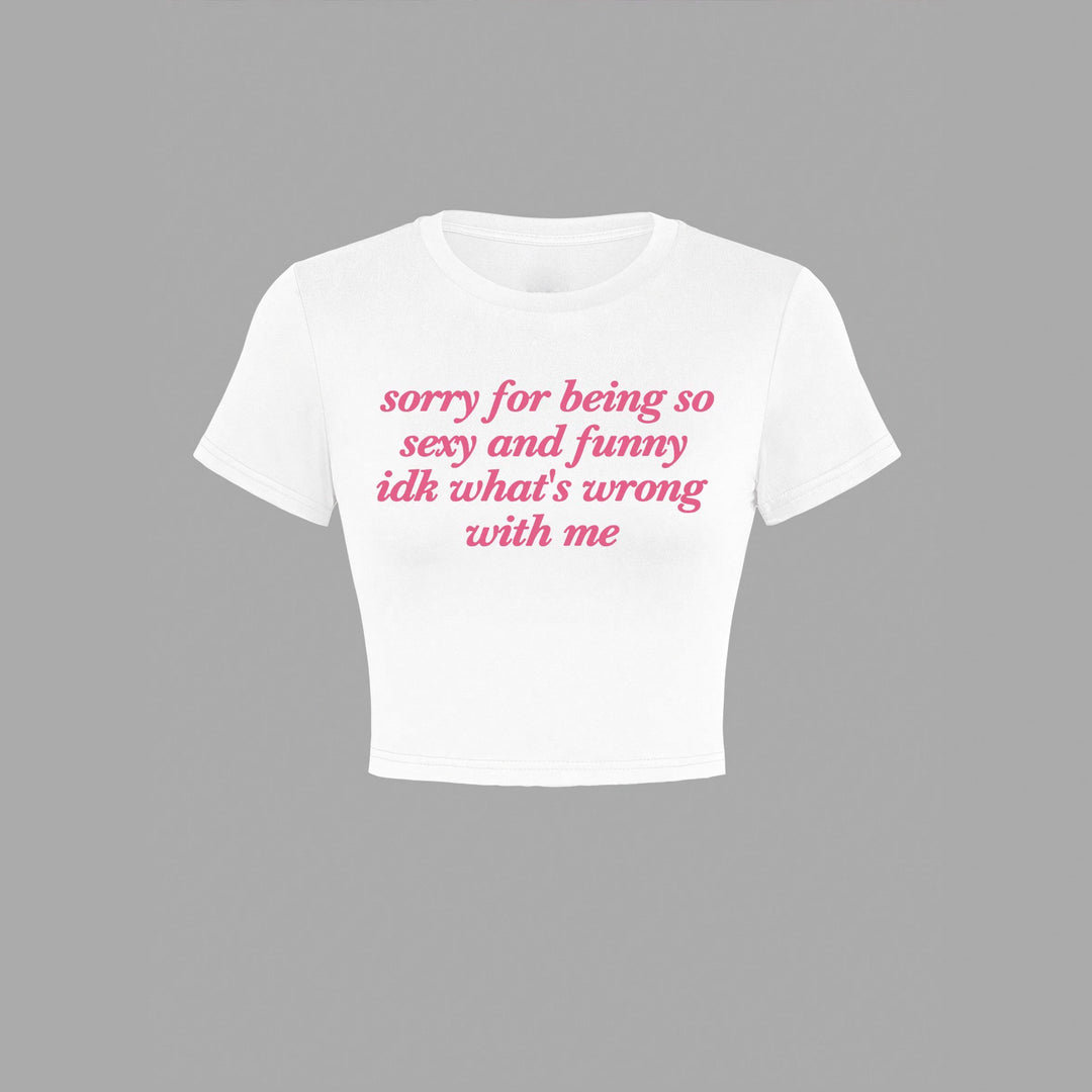 Damen Kurzarm Crop-T-Shirt mit witzigem Schriftzug R&B