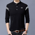 Herren Langarm-Henley-Shirt mit stylischen Kontraststreifen