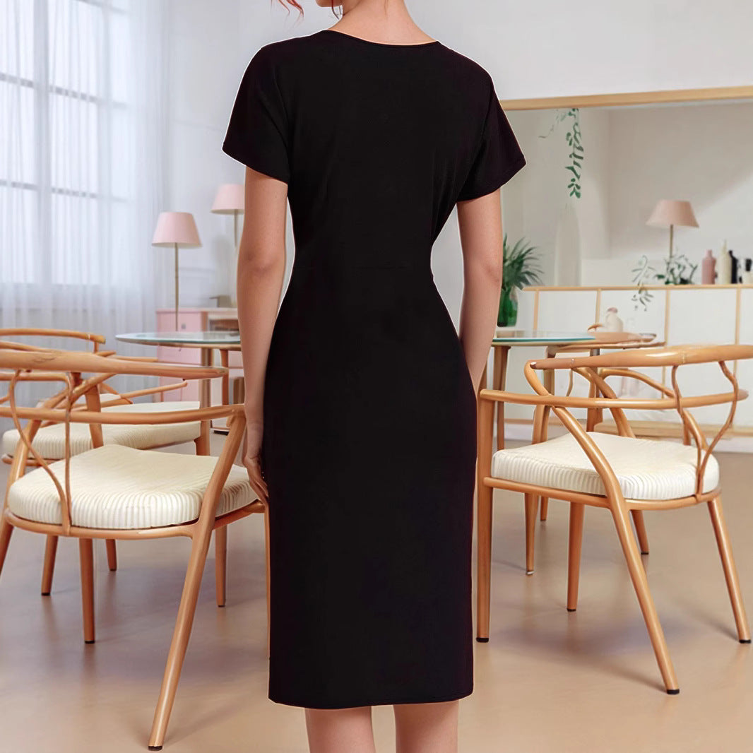 Damen Wickelkleid mit tiefem V-Ausschnitt und figurbetonter Passform R&B