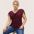 Damen elegantes Oberteil mit lässigem Drapierung und seitlichen BindR&Bändern R&B