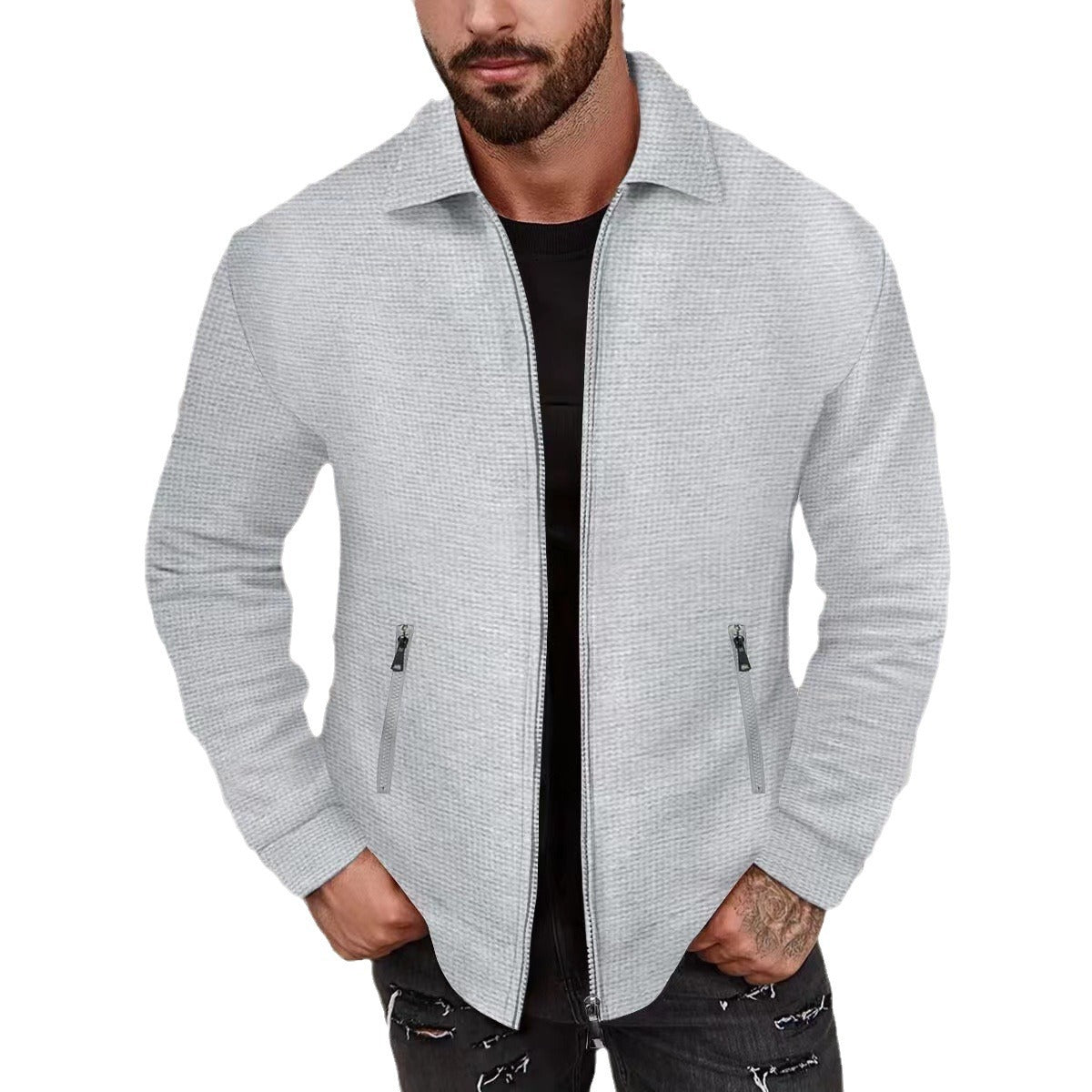 Herren modische Freizeitjacke mit strukturiertem Design und Modernem Schnitt R&B
