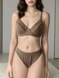 Damen Triangel-Bikini-Set mit schnittiger Form und gepolstertem Oberteil R&B