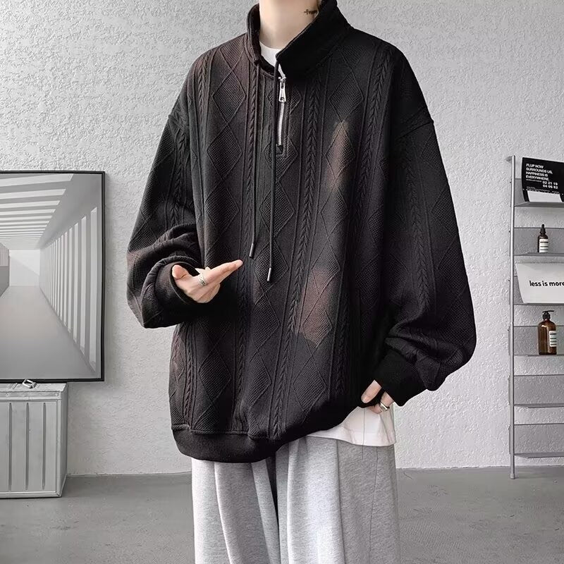 Damen lässiger Pullover mit modernem Stehkragen und Ringelzug R&B