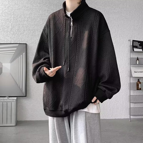 Damen lässiger Pullover mit modernem Stehkragen und Ringelzug R&B