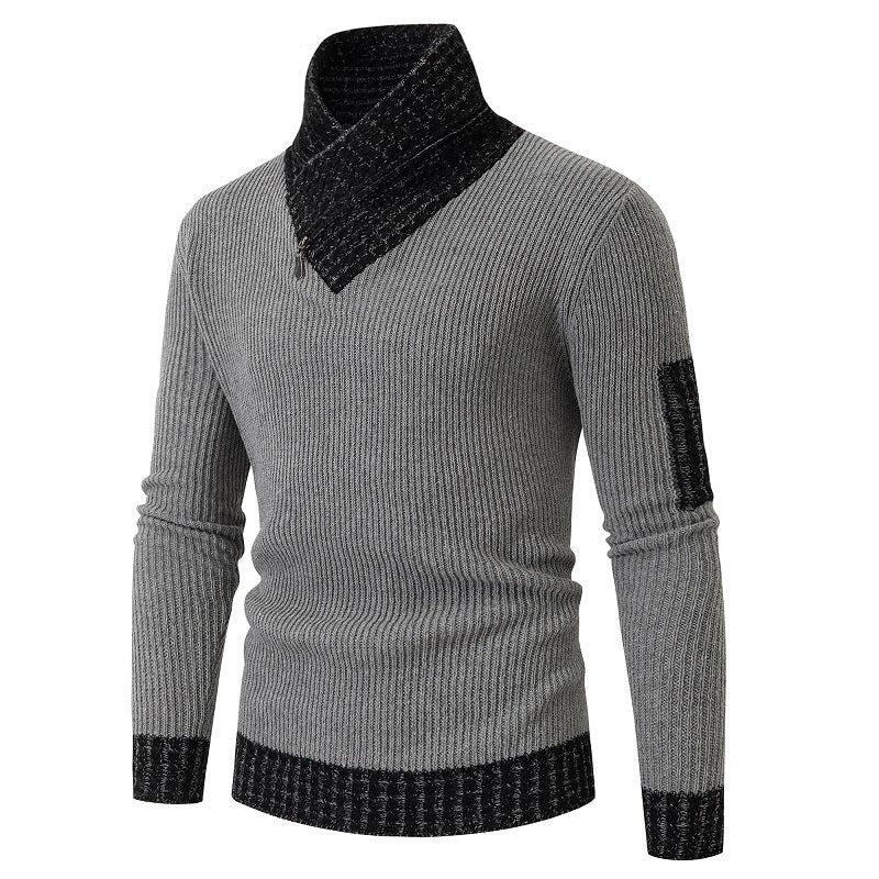 Herren Pullover mit modernem asymmetrischem Kragen und strukturiertem Design R&B