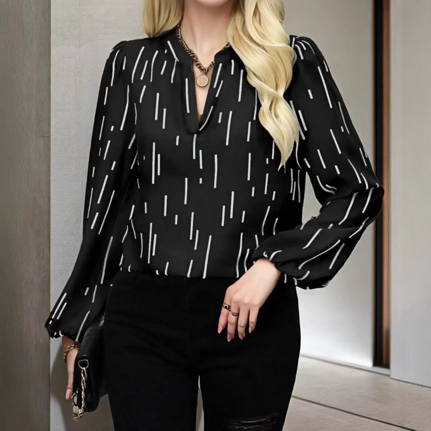 Damen Blusenshirt mit modischem Streifenmuster R&B
