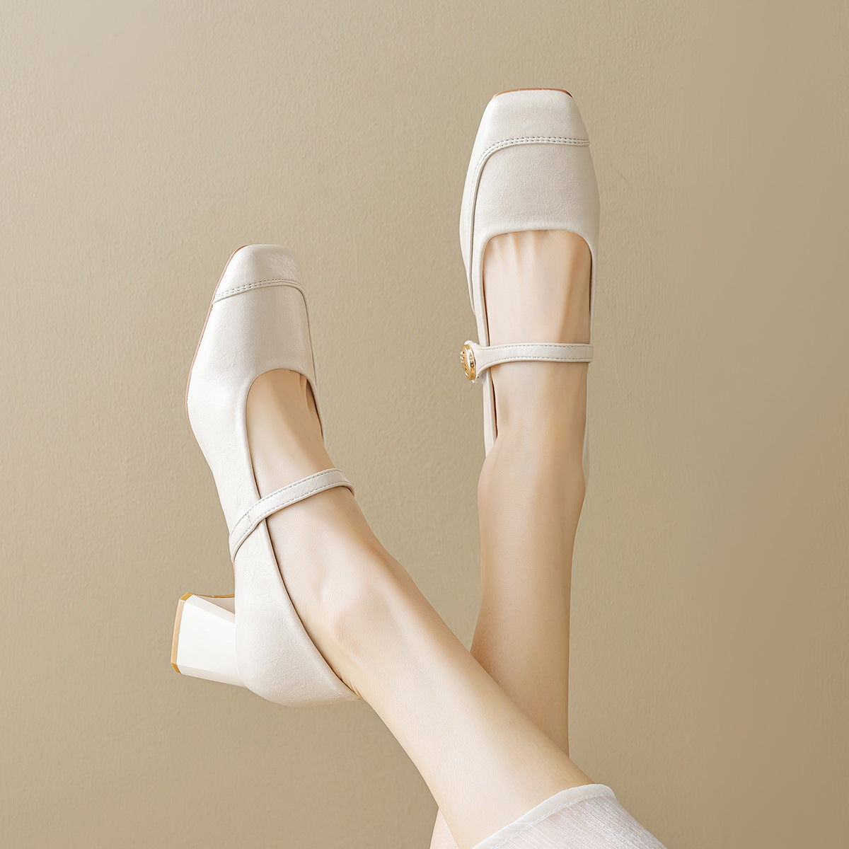 Damen elegante Mary-Jane Pumps mit modischer Schnalle