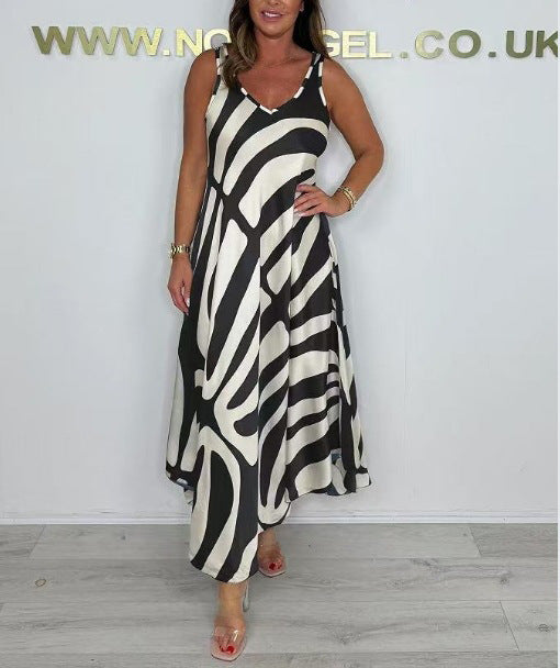 Damen Maxikleid mit modernem Muster und elegantem Schnitt R&B