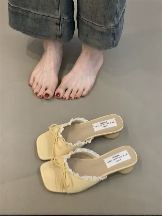Damen elegante Sling-Sandalen mit modischem Rüschendetail R&B