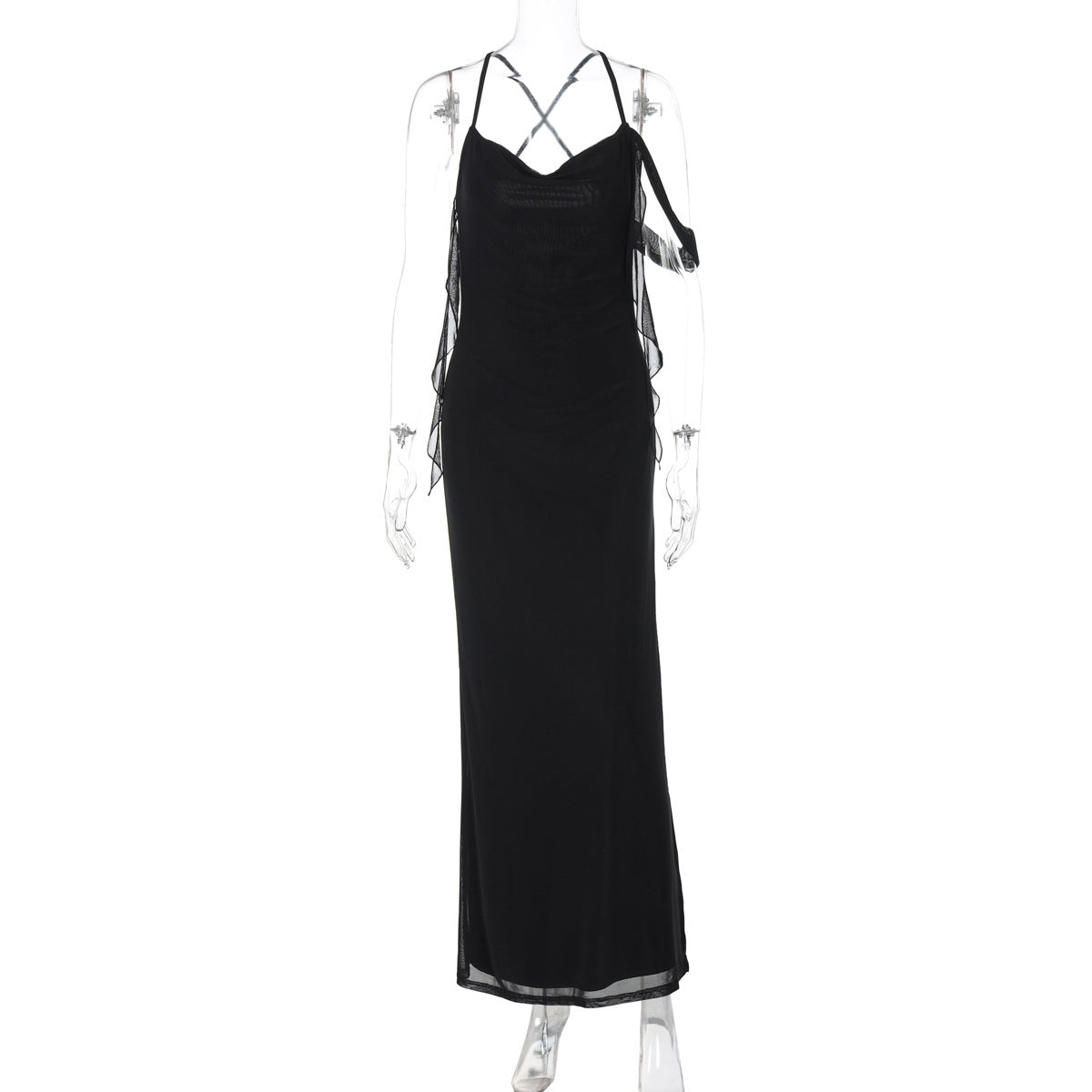 Damen Maxikleid mit verführerischem Schnitt und raffinierten Rüschendetails R&B