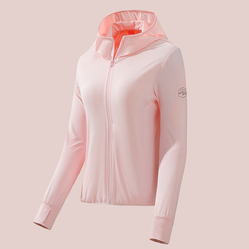 Damen leichte Kapuzenjacke mit Sonnenschutz und Stretchgewebe R&B