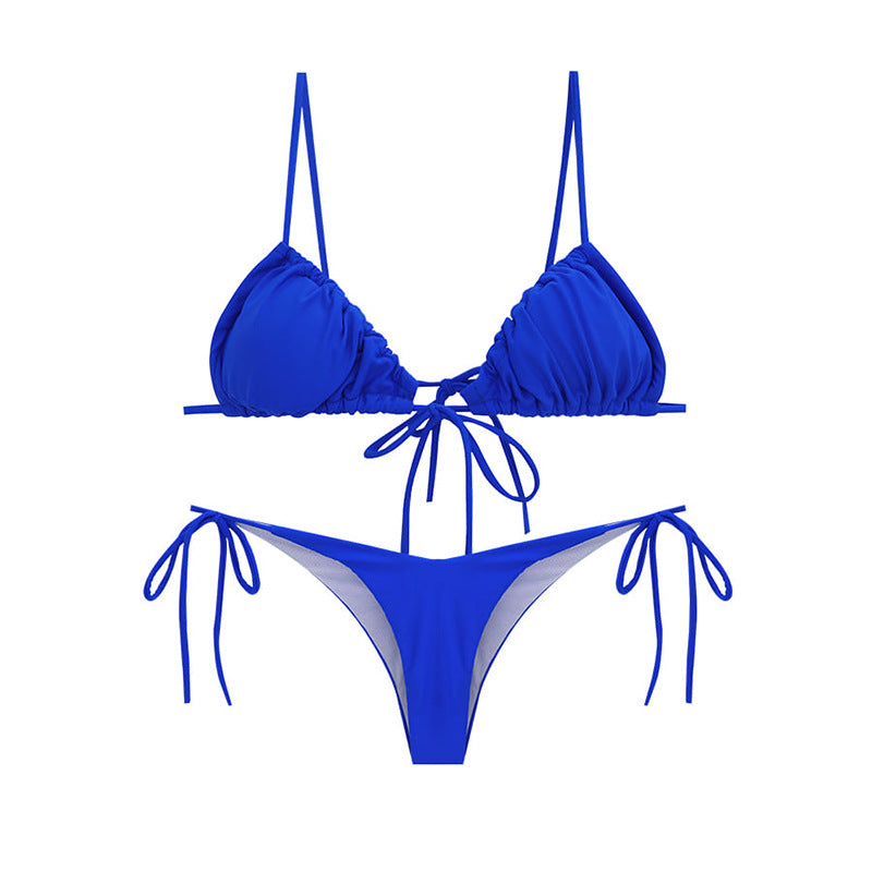 Damen Bikini-Set mit verstellbaren Trägern und gerafftem Oberteil R&B