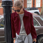 Damen Cropped Fleecejacke mit Stehkragen und Reißverschluss R&B