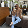 Damen Modische Wildlederjacke im Oversized-Stil