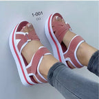 Damen sportliche Wedge-Sandalen mit verstellbarem Riemen R&B
