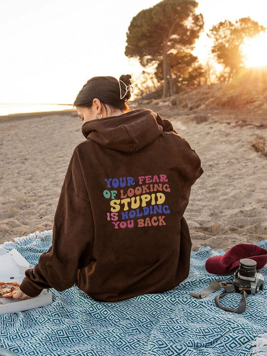 Damen Kapuzensweater mit inspirierendem Statement-Druck R&B