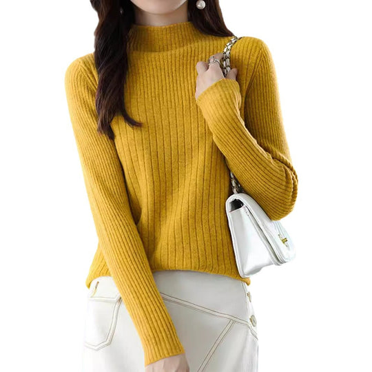 Damen eleganter Rollkragenpullover mit feiner Rippstruktur und modernem Design R&B