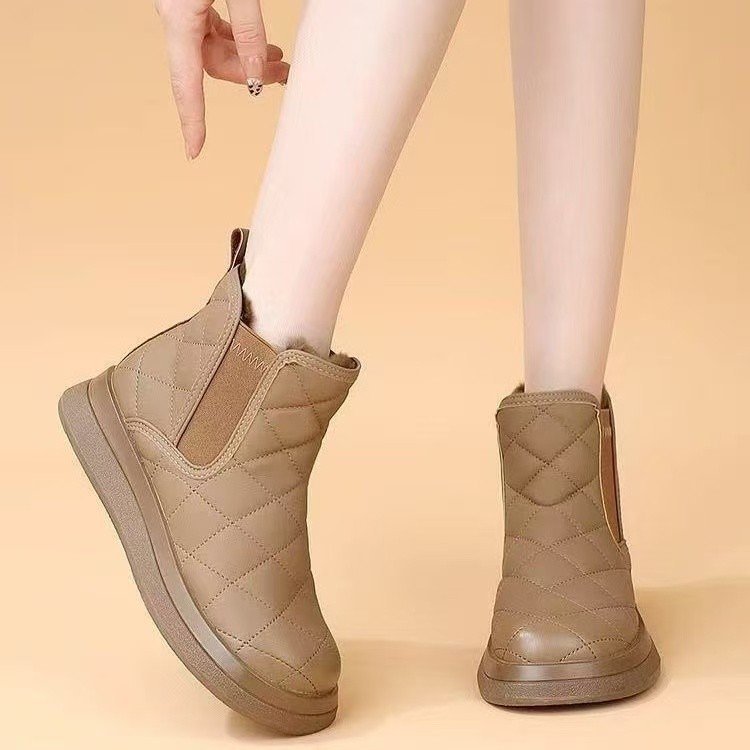 Damen gefütterte Winterstiefeletten mit modischem Kunstfell und rutschfester Sohle R&B