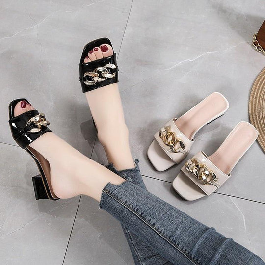Damen Offene Mules mit glamourösem Schmuckdetail R&B