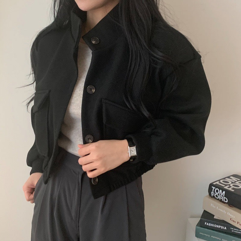 Damenjacke aus hochwertigem Wollmix mit lässigen Taschen und Oversized-Schnitt