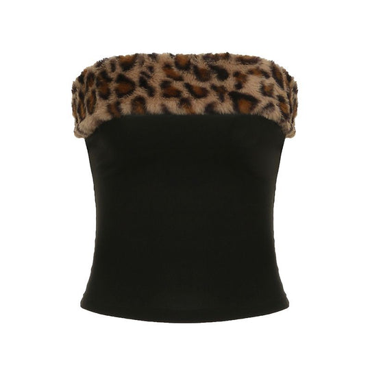 Damen Modisches Bustier mit Kunstfellkragen R&B