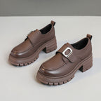 Damen modische Halbschuhe mit robustem Plateau und eleganter Schnalle R&B