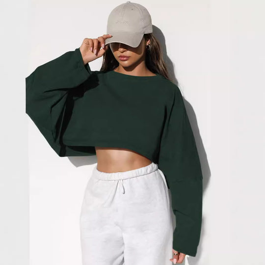 Damen lässiger Crop-Pullover R&B