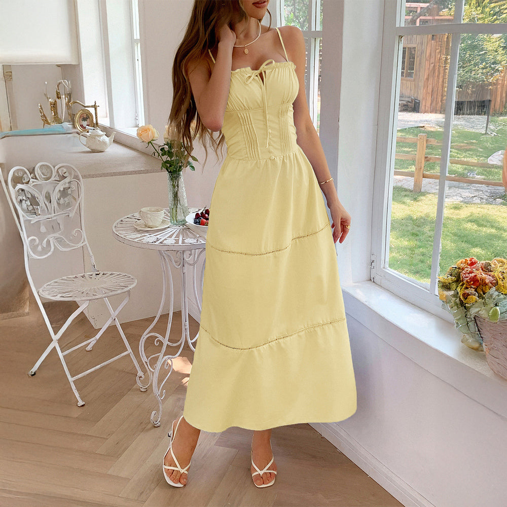 Damen Luftiges Sommerkleid mit Rüschendetails und Kordelzug R&B