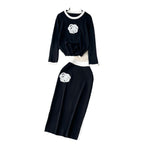 Damen modisches Strickensemble mit applizierten Blumen R&B