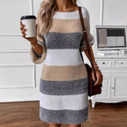 Damen gestreiftes Strickkleid mit weitem Schnitt R&B
