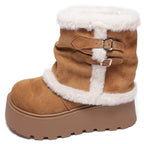 Damen Stiefeletten mit flauschigem Innenfutter und modischen Schnallendetails R&B