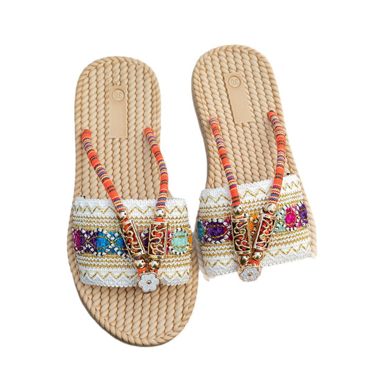 Damen Strandsandalen mit kunstvollem Handwerksdesign R&B