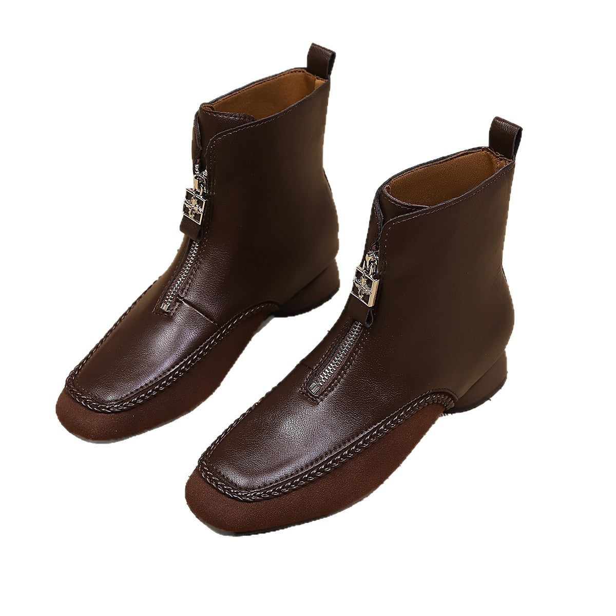 Damen Stylische Ankle Boots mit Reißverschluss und geschmeidigem Leder R&B