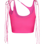 Damen Crop-Top mit einseitigem Cut-Out und trendigen Bändern R&B