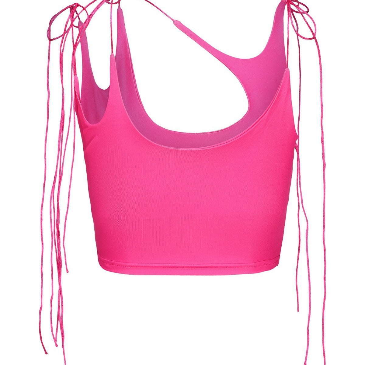 Damen Crop-Top mit einseitigem Cut-Out und trendigen Bändern R&B