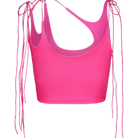 Damen Crop-Top mit einseitigem Cut-Out und trendigen Bändern R&B