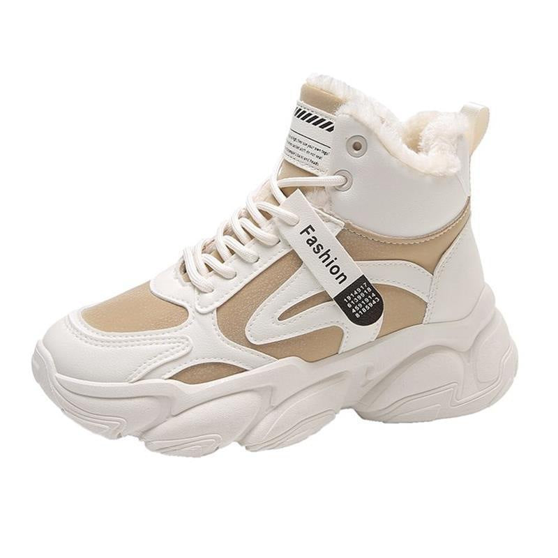 Damen Modische High-Top Sneakers mit warmem Innenfutter und rutschfester Sohle R&B