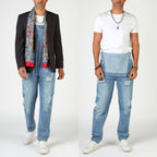 Herren Jeans-Latzhose aus gewaschenem Denim mit Rissdetails