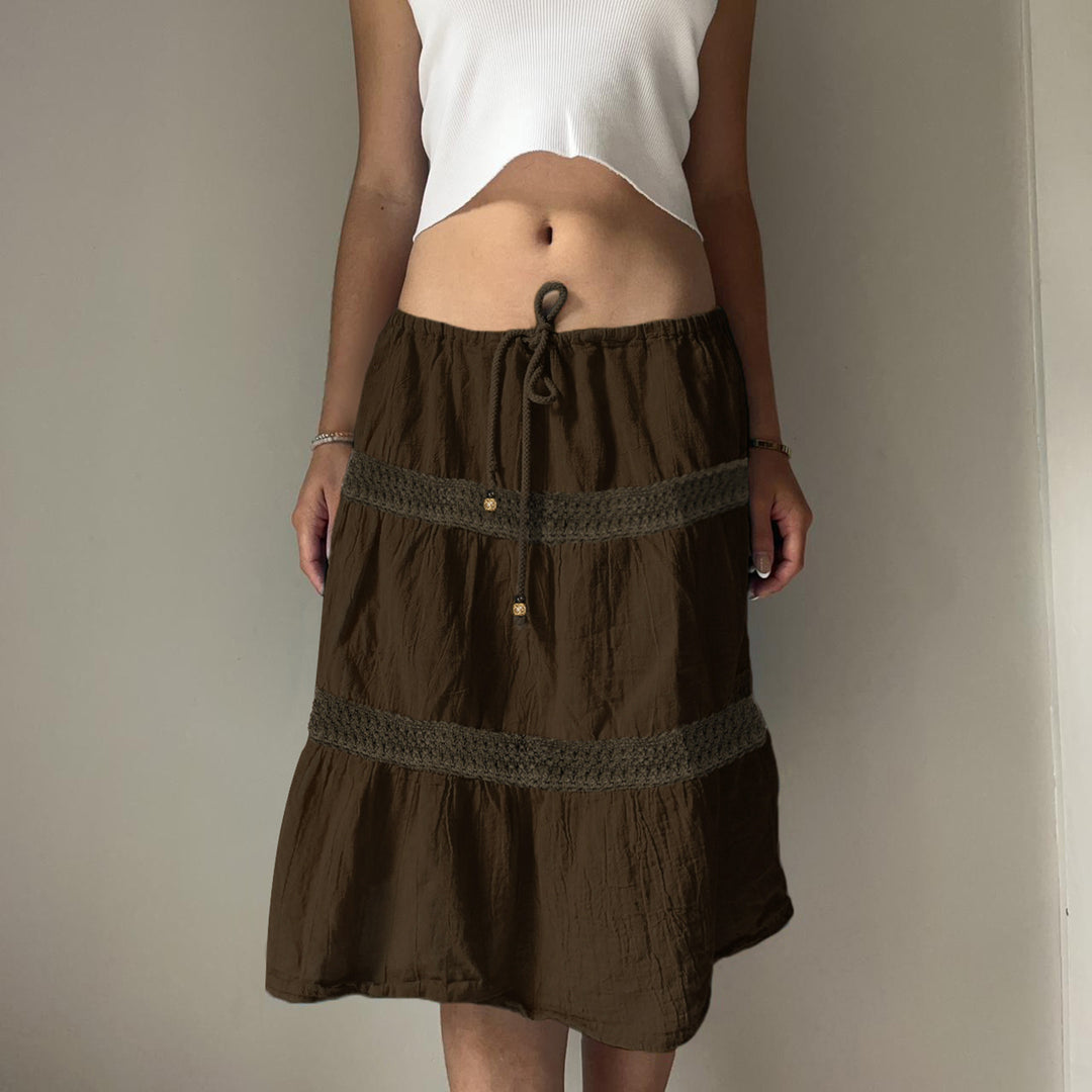 Damen Maxirock im modischen Patchwork-Design mit voluminösem Schnitt R&B