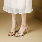 Damen Sandalen mit elegantem Blockabsatz und filigranem Riemendesign