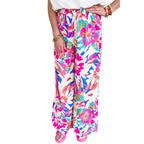 Damen Weit geschnittene Freizeithose mit buntem Blumenmuster und elastischem Bund R&B