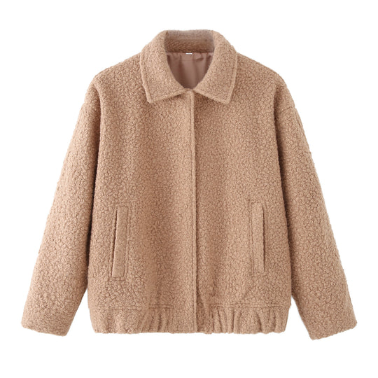 Damen kuschelige Bouclé-Jacke R&B